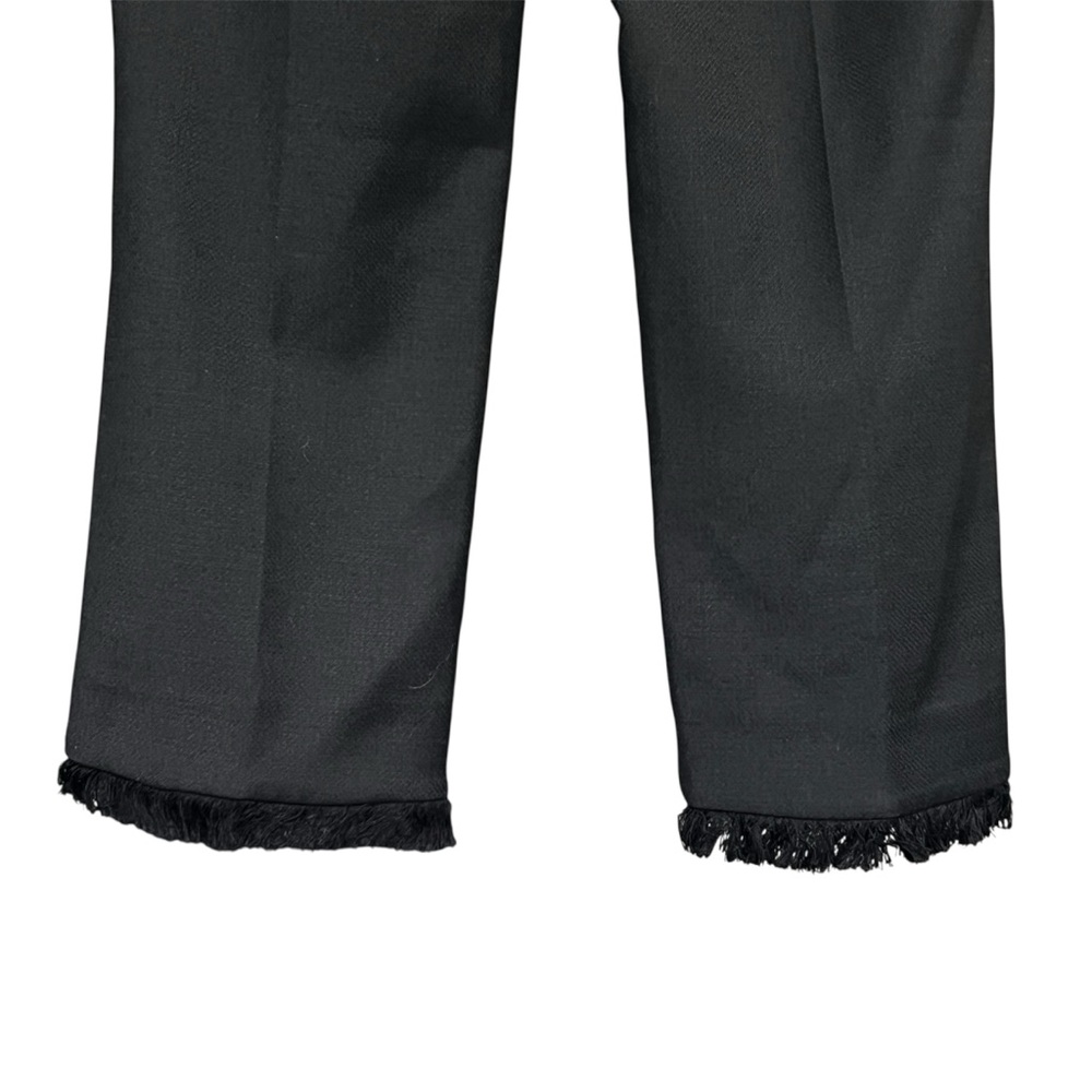 Zadig & Voltaire Fringe Hem Pants BLK SZ 34/XS Wool Blend Cropped Minimalist - Picture 10 of 14